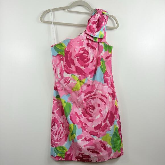 Rare Lilly Pulitzer Hotty Pink First Impression Chloe One Shoulder Dress Size 2 - Picture 15 of 15